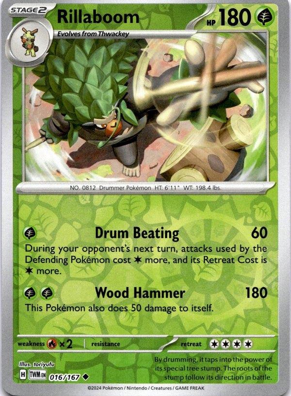 Pokemon Rillaboom 016/167 Twilight Masquerade Reverse Holo NM