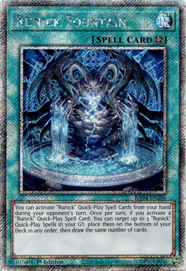 Yugioh Runick Fountain RA04-EN296 Platinum Secret Rare 1st Edition NM