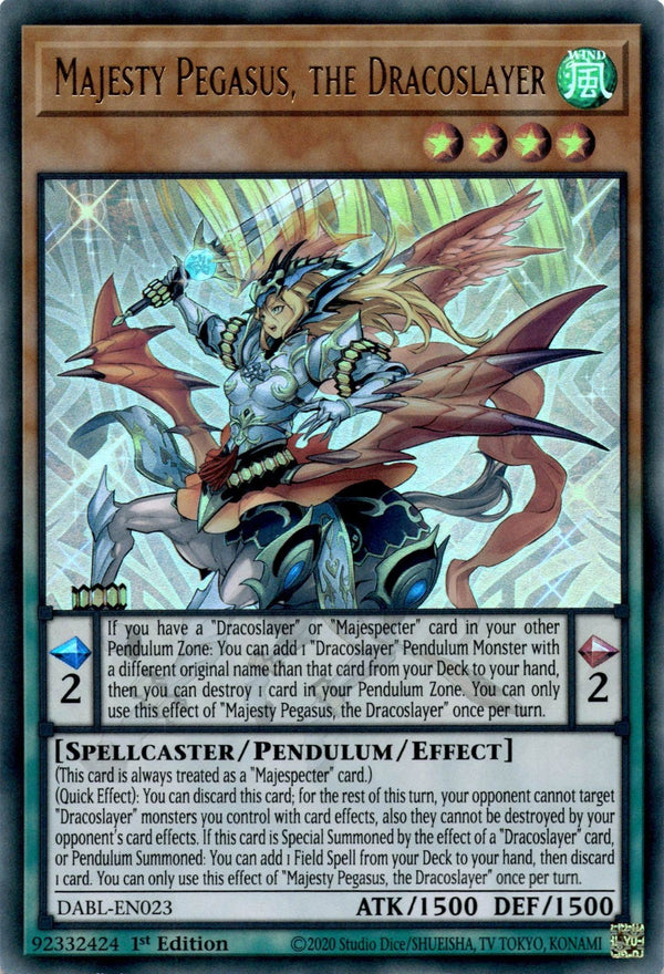 Yugioh Majesty Pegasus, the Dracoslayer DABL-EN023 Ultra Rare 1st Edition NM