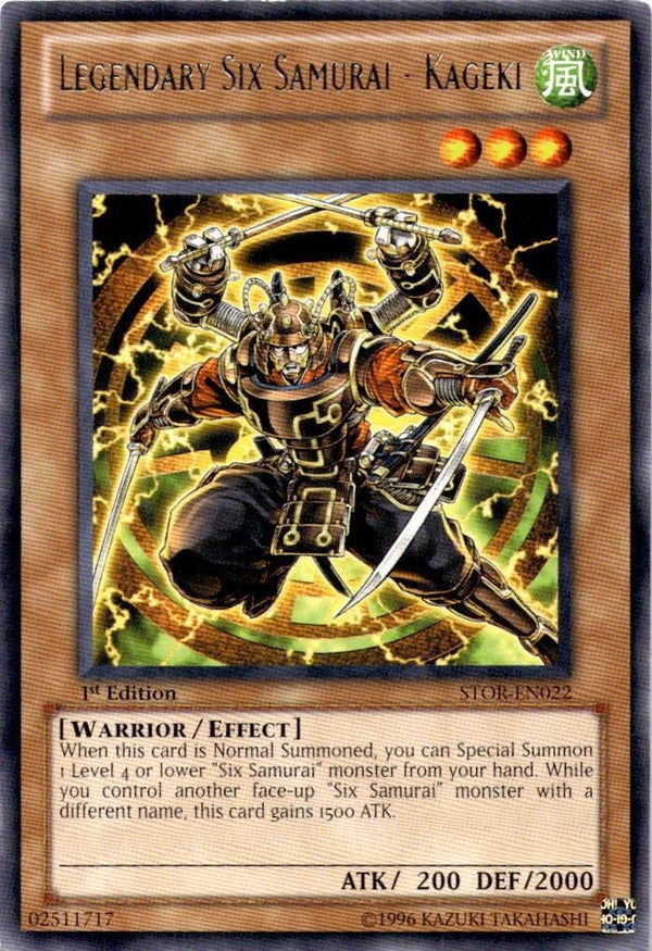 Yugioh Legendary Six Samurai - Kageki STOR-EN022 Rare 1st Edition LP