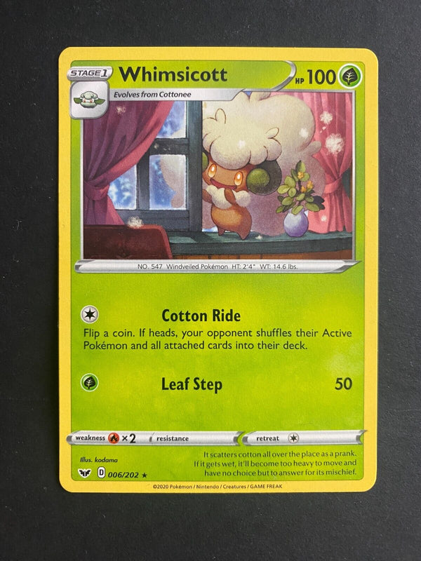 Pokemon Whimsicott 006/202 Sword Shield Base Rare Non Holo NM
