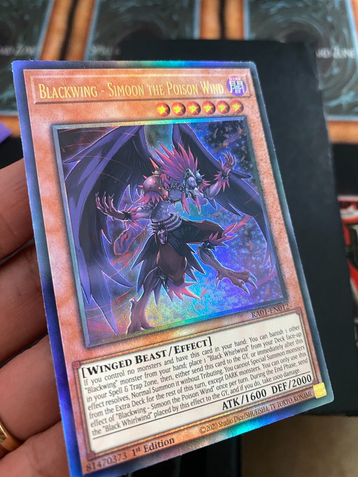 Yugioh Blackwing - Simoon the Poison Wind RA01-EN012 Ultimate Rare 1st Ed NM