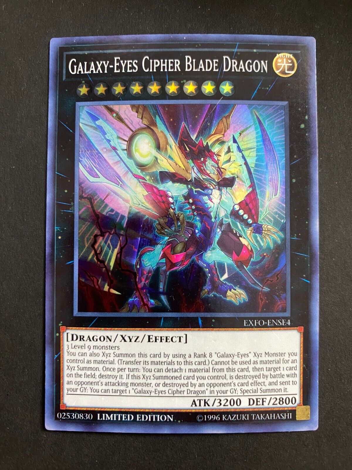 Yugioh Galaxy-Eyes Cipher Blade Dragon EXFO-ENSE4 Super Rare Limited Edition LP