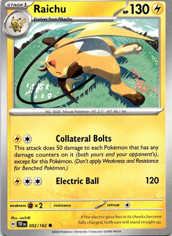 Pokemon Raichu 052/162 Temporal Forces Non Holo NM
