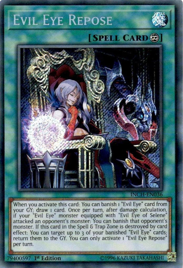 Yugioh Evil Eye Repose INCH-EN036 Secret Rare 1st Edition VLP/NM