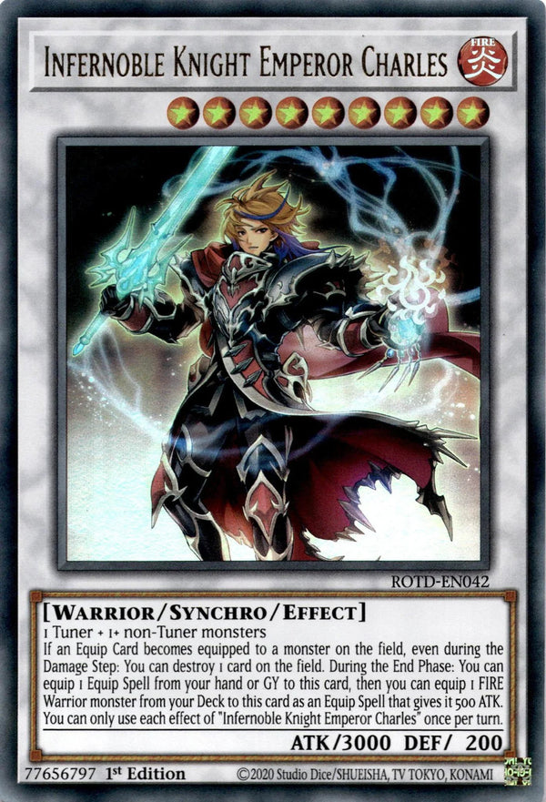 Yugioh Infernoble Knight Emperor Charles ROTD-EN042 Ultra Rare 1st Edition NM