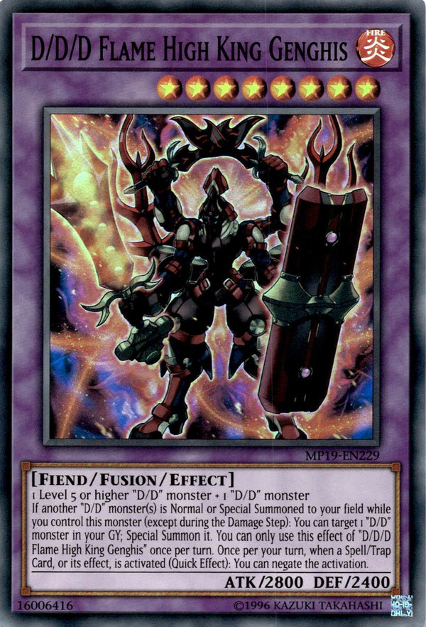 Yugioh D/D/D Flame High King Genghis MP19-EN229 Super Rare 1st Edition NM