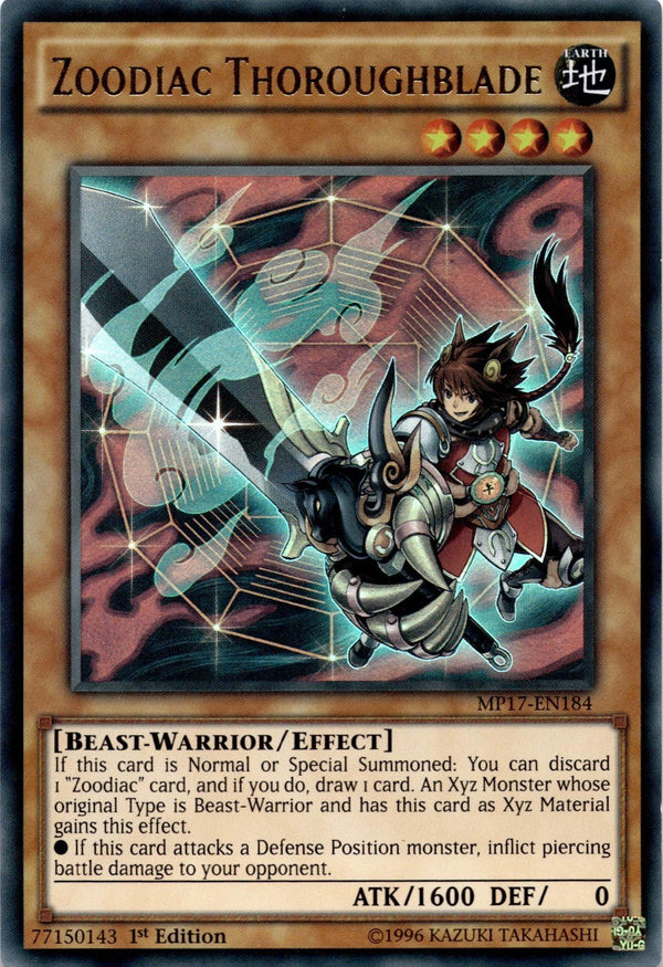 Yugioh Zoodiac Thoroughblade MP17-EN184 Ultra Rare 1st Edition NM