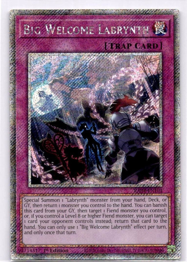 Yugioh Big Welcome Labrynth RA04-EN104 Platinum Secret Rare 1st Edition NM