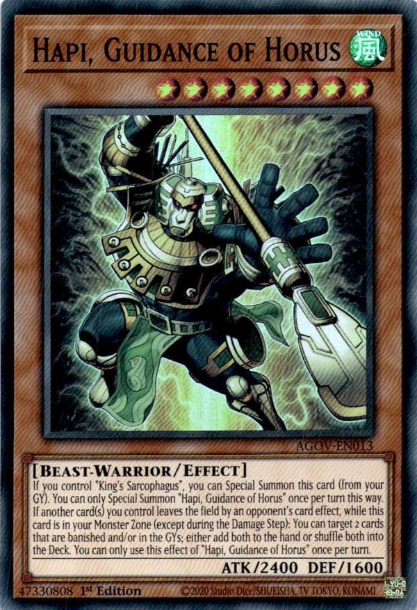 Yugioh Hapi, Guidance of Horus AGOV-EN013 Super Rare 1st Edition NM