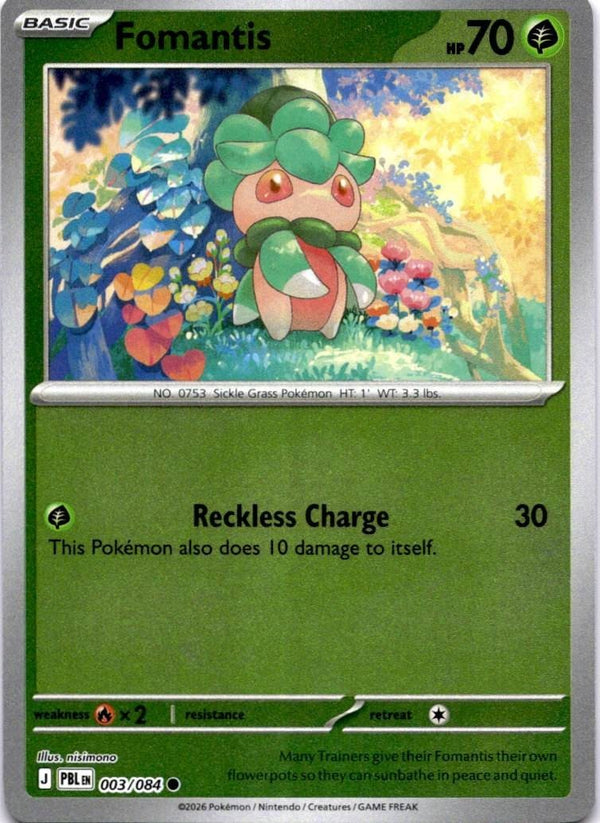 Pokemon Fomantis 003/084 Pitch Black Reverse Holo NM