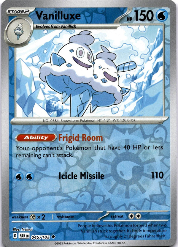 Pokemon Vanilluxe 045/182 Paradox Rift Reverse Holo NM