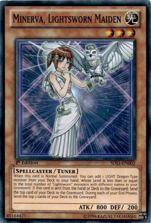 Yugioh Minerva, Lightsworn Maiden SDLI-EN002 Super Rare 1st Edition LP