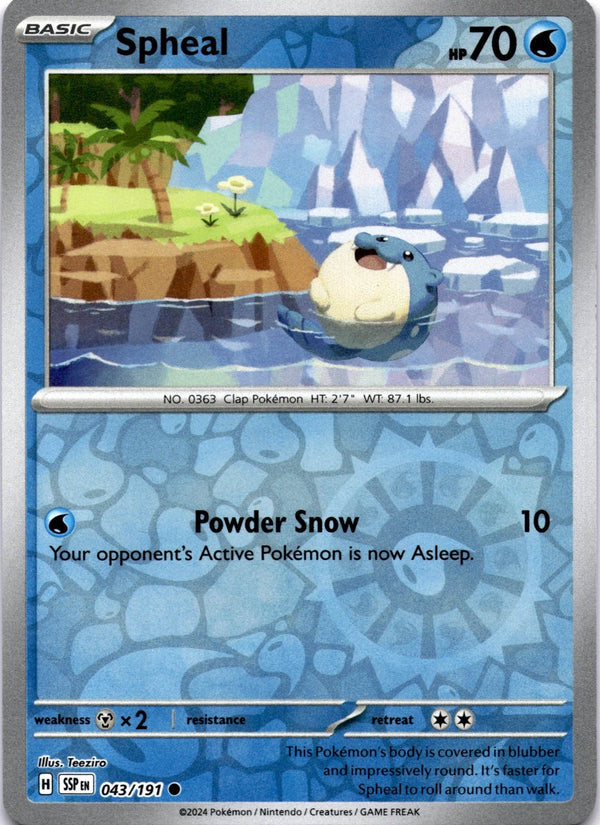 Pokemon Spheal 043/191 Surging Sparks Reverse Holo LP/NM