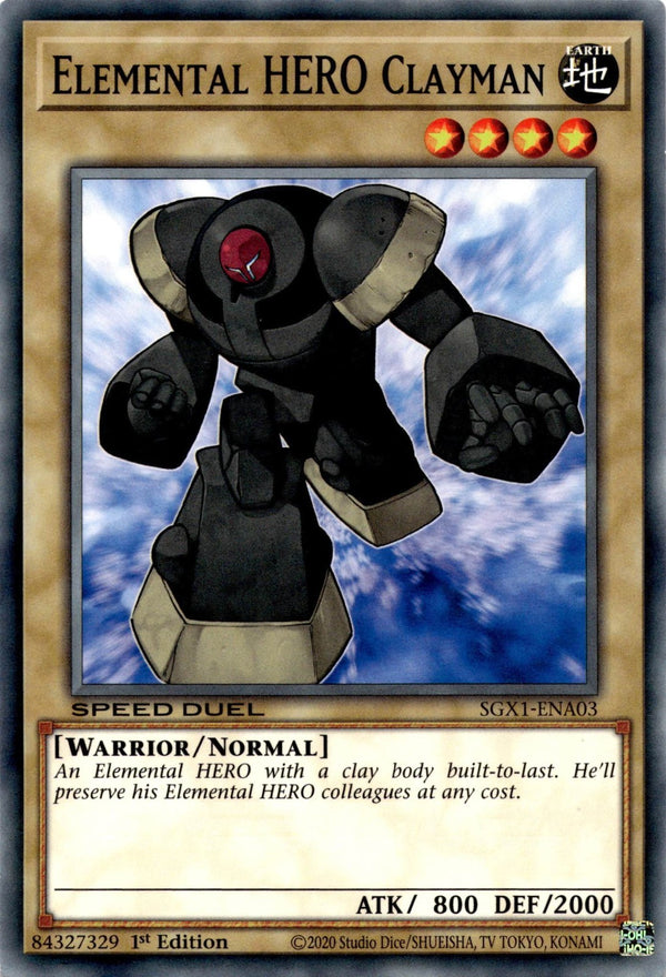 Yugioh Elemental HERO Clayman SGX1-ENA03 Speed Duel Common 1st Edition NM