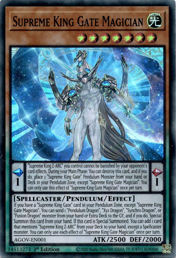 Yugioh Supreme King Gate Magician AGOV-EN001 Super Rare 1st Edition LP