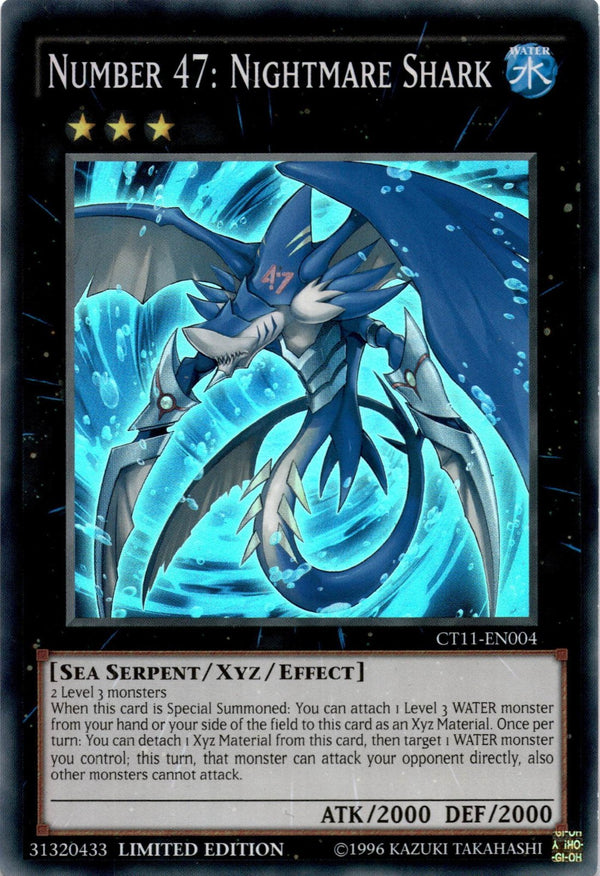 Yugioh Number 47: Nightmare Shark CT11-EN004 Super Rare 1st Edition VLP/NM