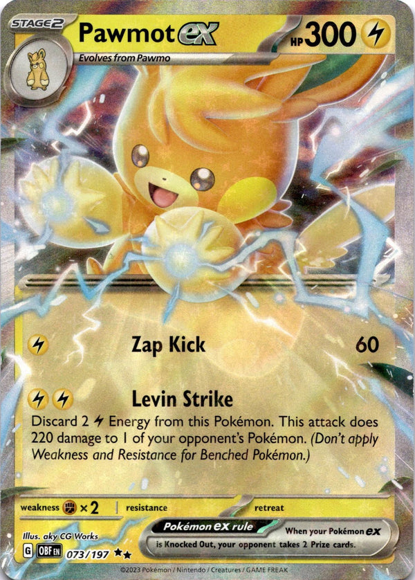 Pokemon Pawmot EX 073/197 Obsidian Flames Full Art Holo NM