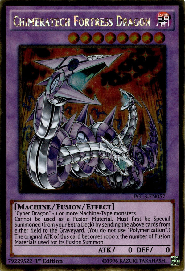 Yugioh Chimeratech Fortress Dragon PGL3-EN057 Gold Rare 1st Edition LP