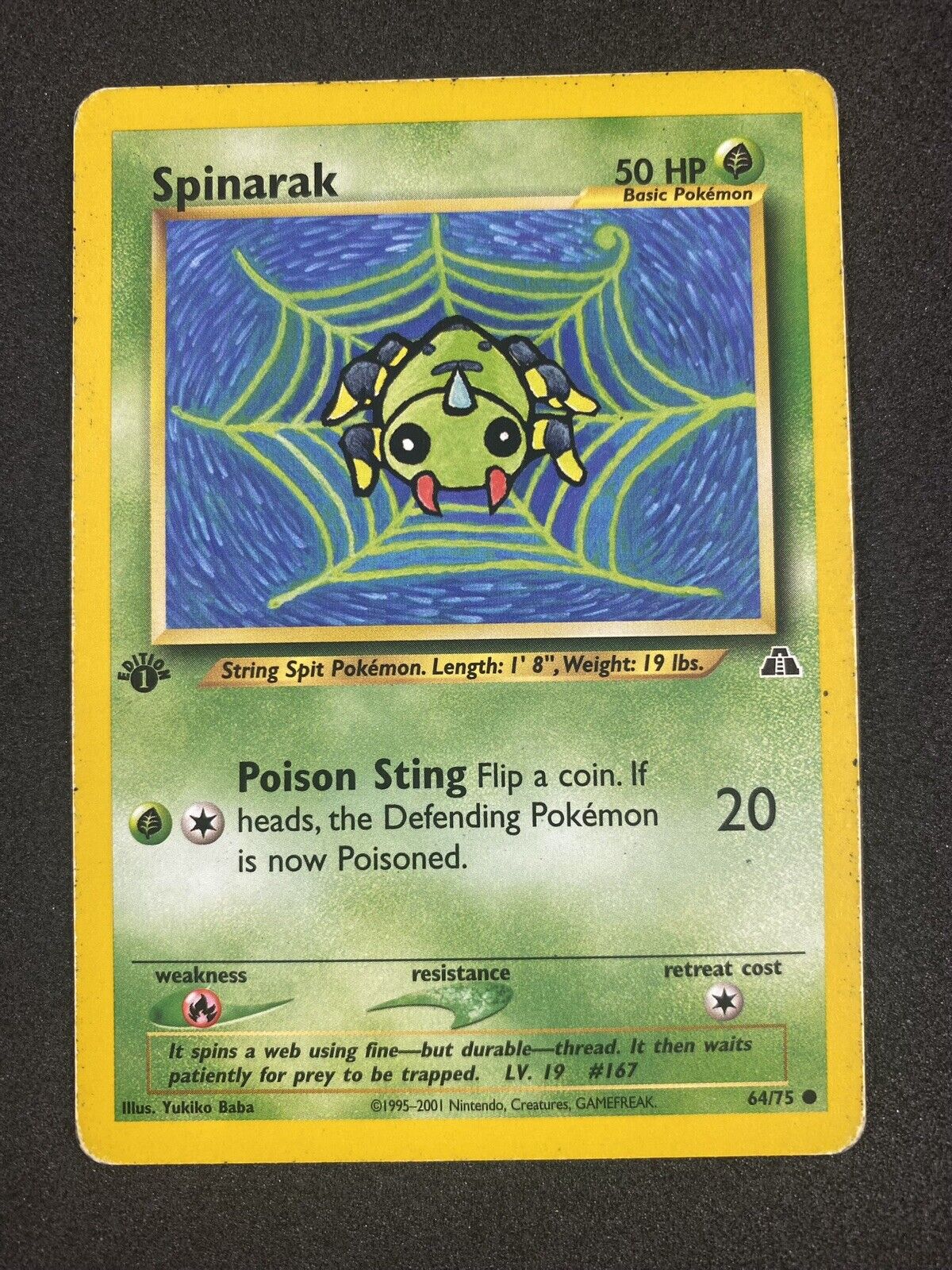 Pokemon Spinarak 64/75 Neo Discovery 1st Edition HP