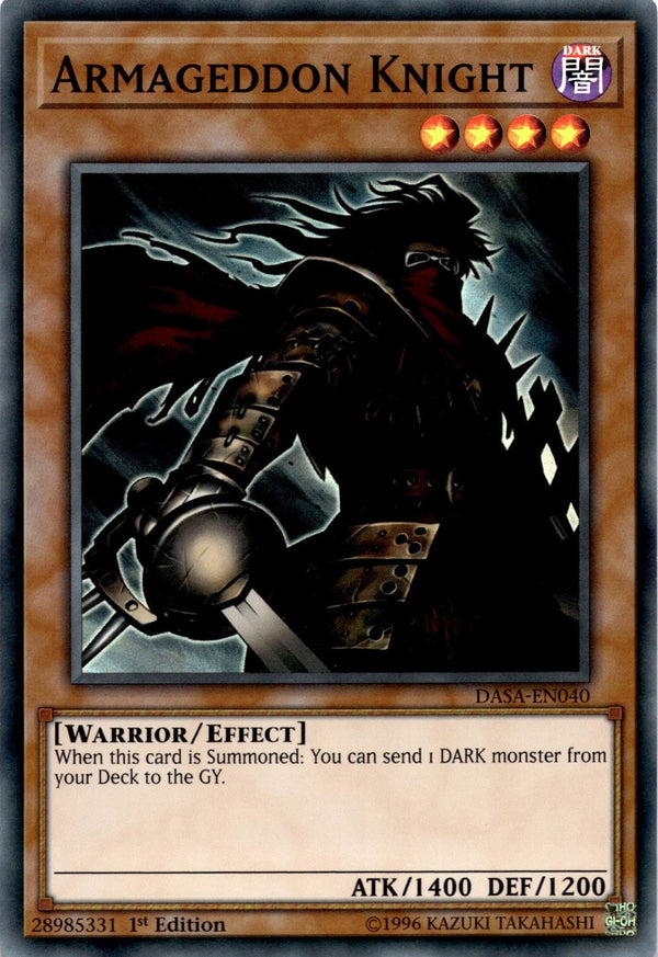 Yugioh Armageddon Knight DASA-EN040 Super Rare 1st Edition NM
