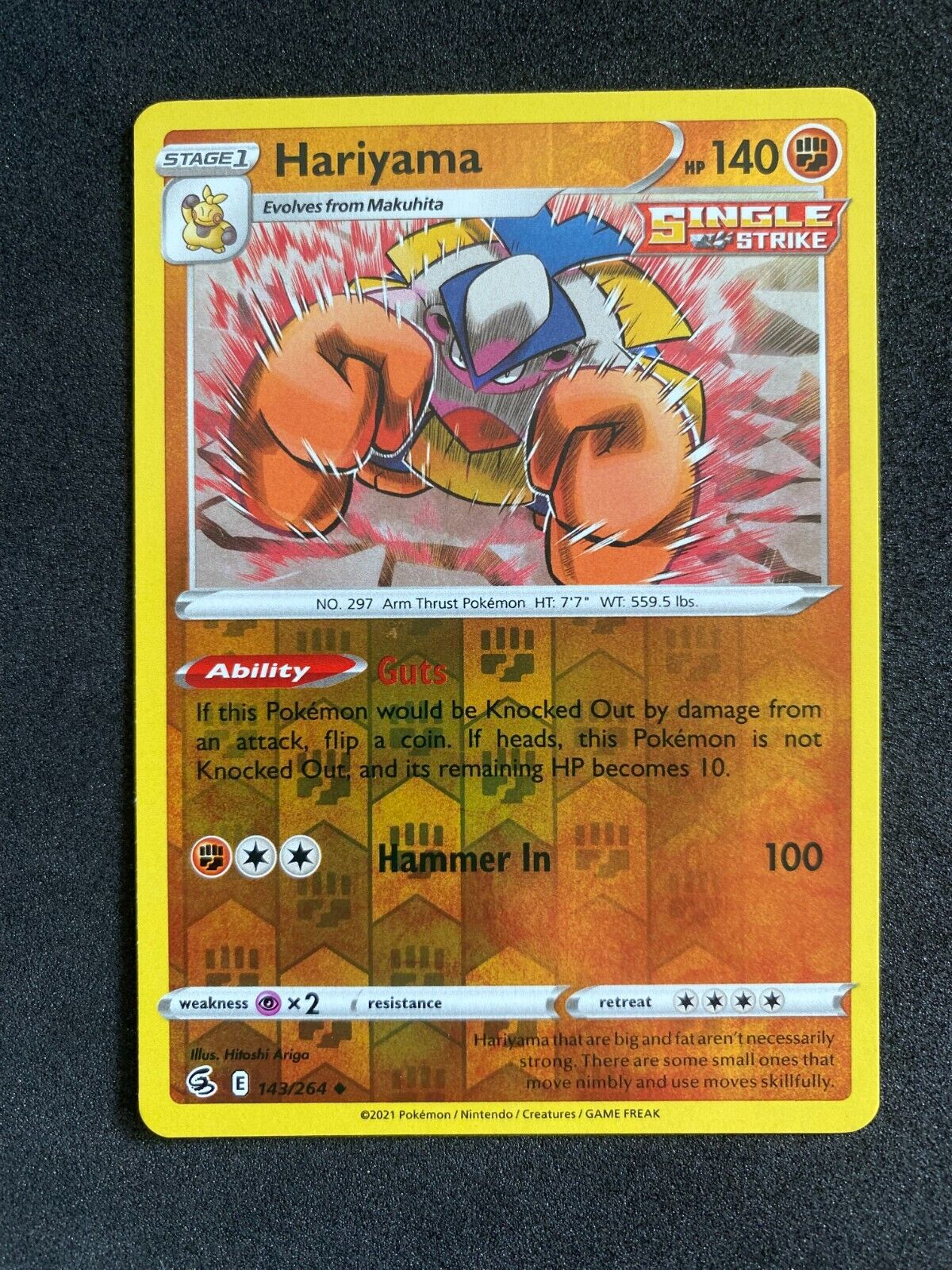 Pokemon Hariyama 143/264 Fusion Strike Uncommon Reverse Holo NM