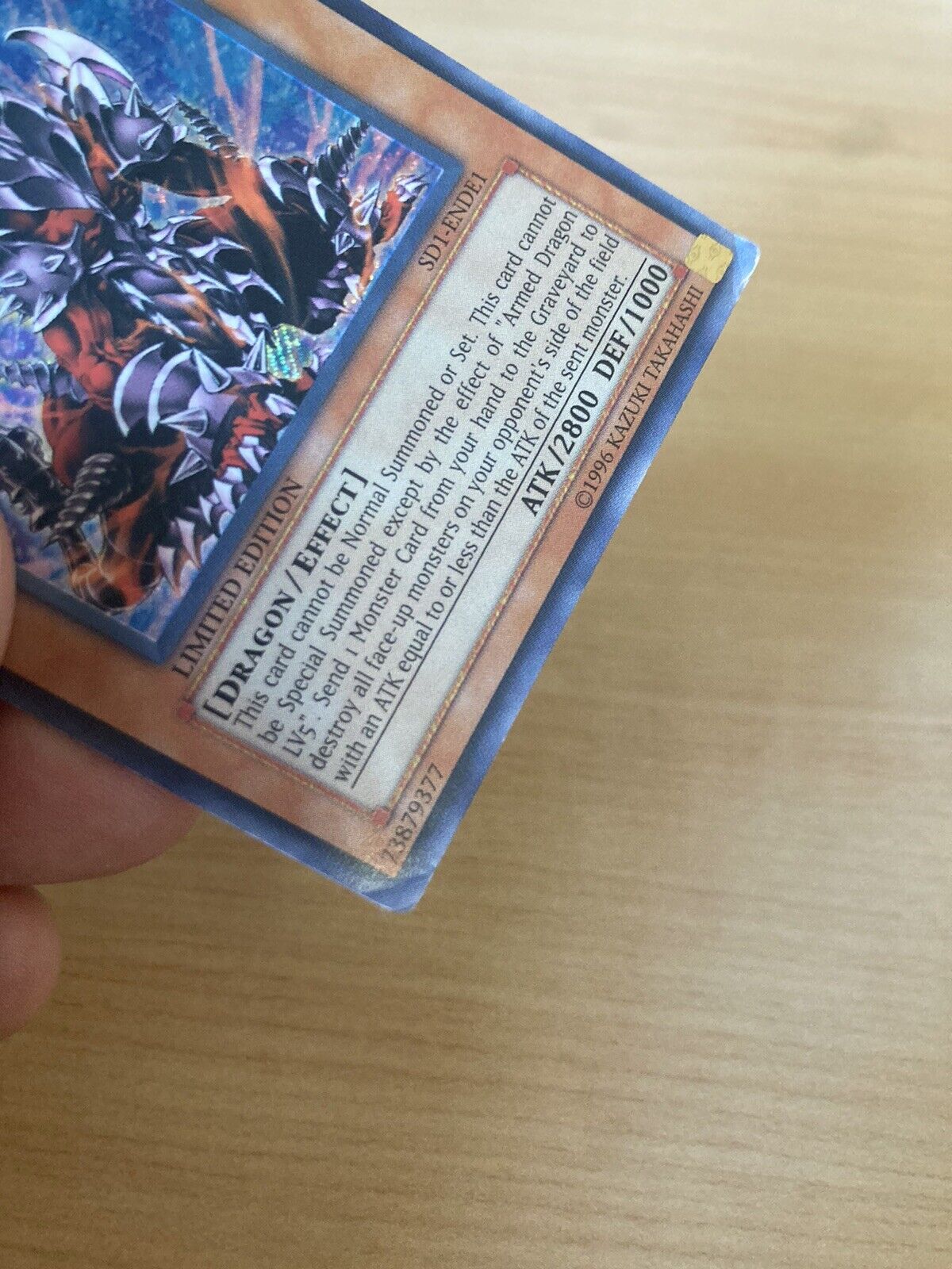 Yugioh Armed Dragon LV7 SD1-ENDE1 Limited Edition Secret Rare DMG