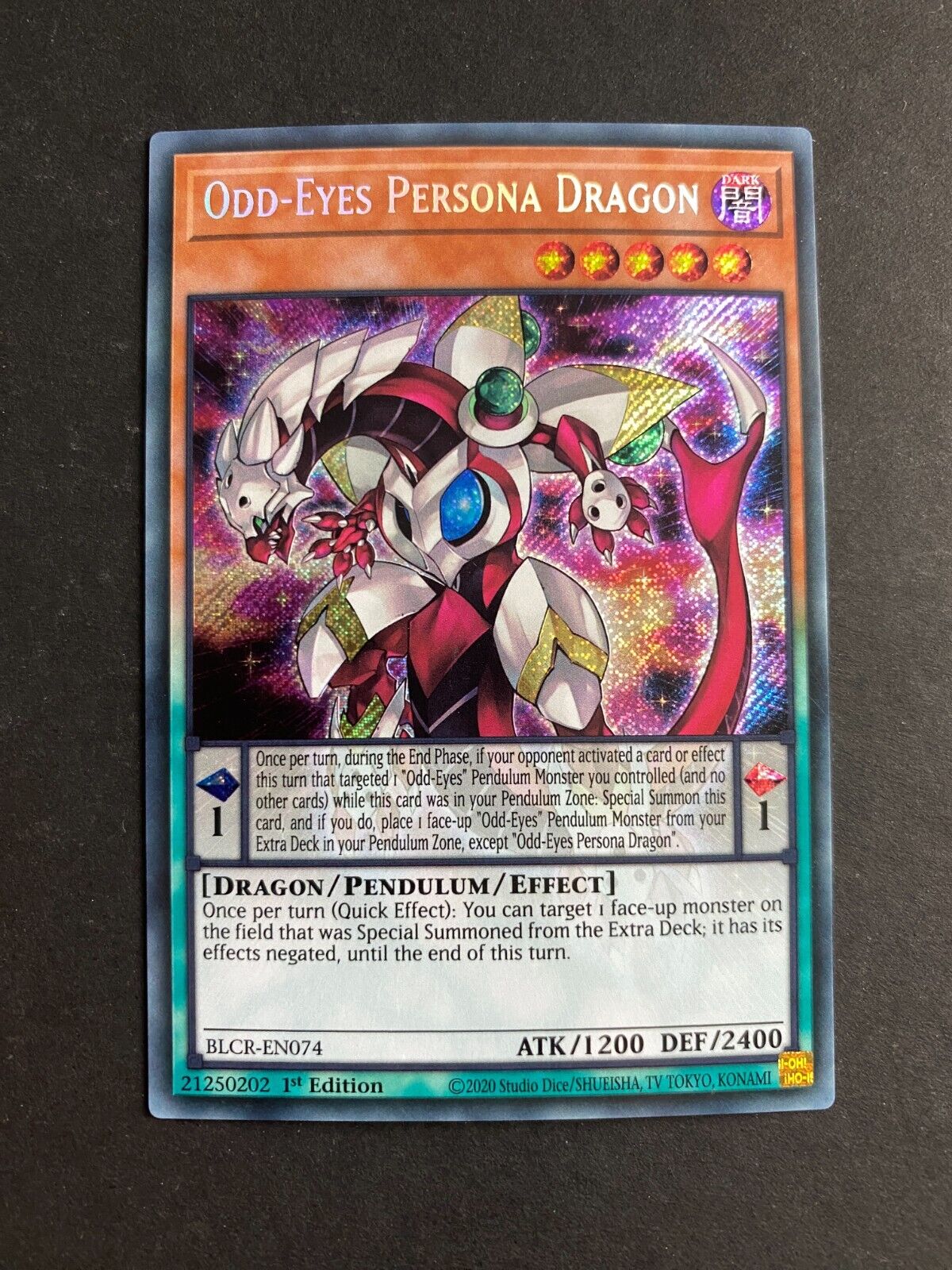 Yugioh Odd-Eyes Persona Dragon BLCR-EN074 Secret Rare 1st Edition NM