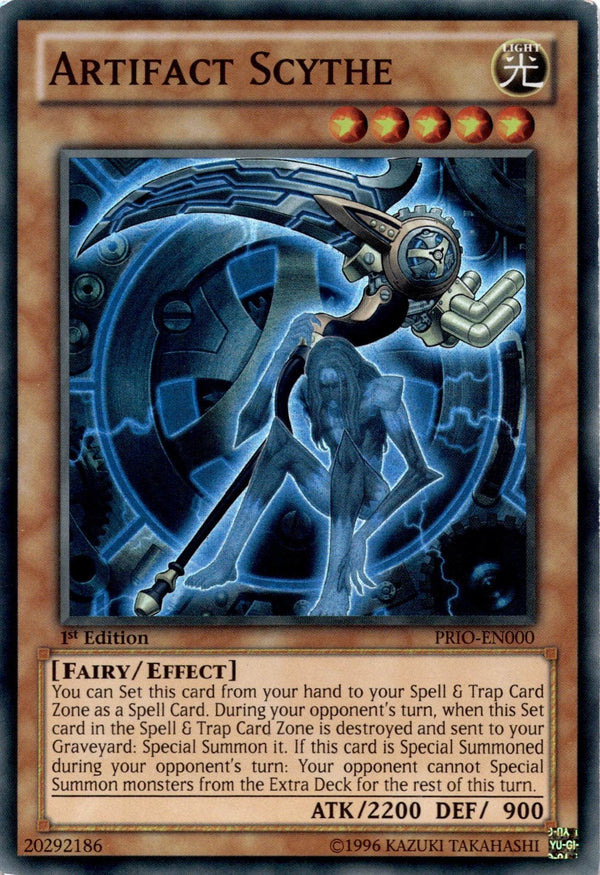 Yugioh Artifact Scythe PRIO-EN000 Super Rare 1st Edition HP/MP