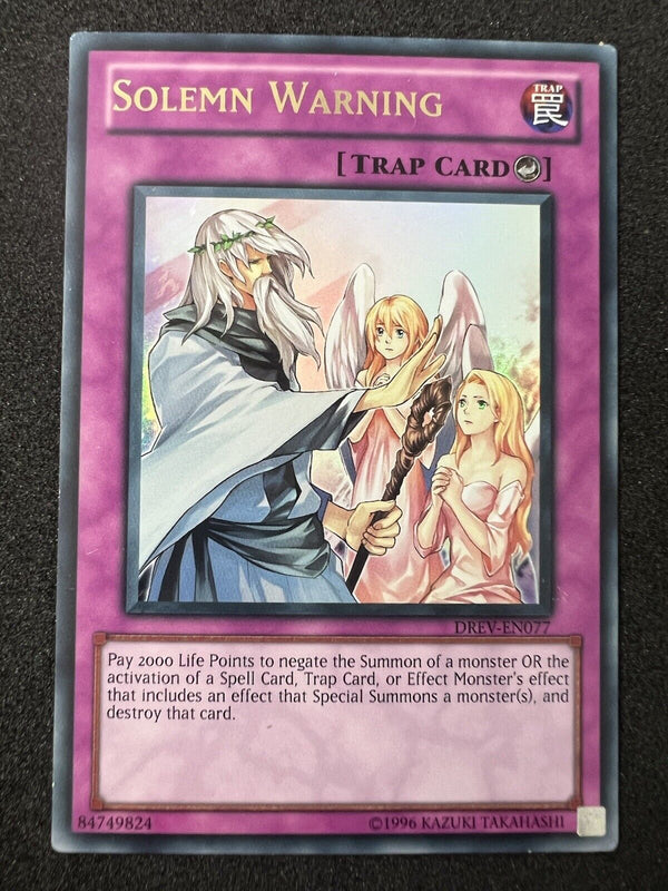 Yugioh Solemn Warning DREV-EN077 Unlimited Ultra Rare VLP