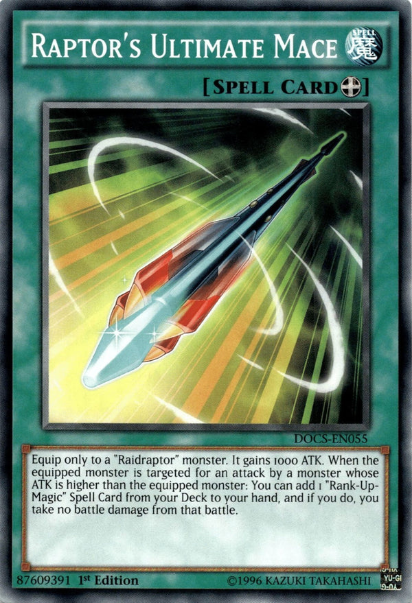 Yugioh Raptor's Ultimate Mace DOCS-EN055 Common 1st Edition VLP/NM