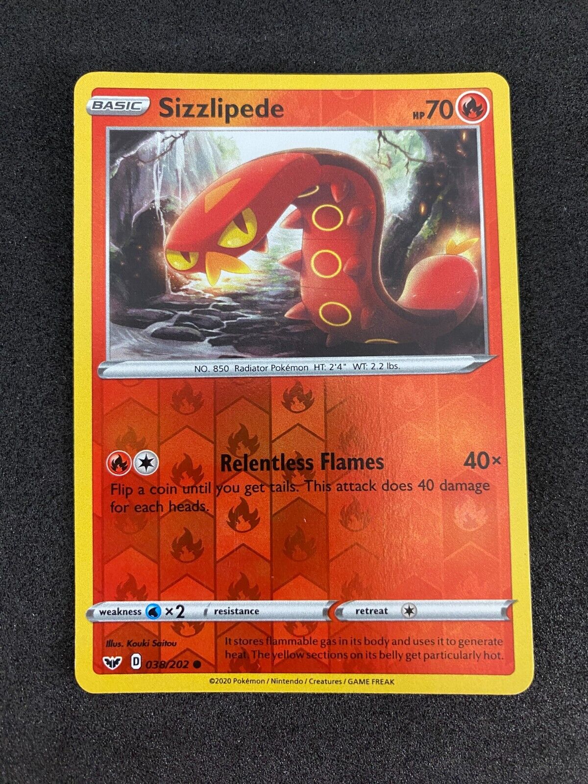 Pokemon Sizzlipede 038/202 Sword Shield Reverse Holo NM-MINT 38/202