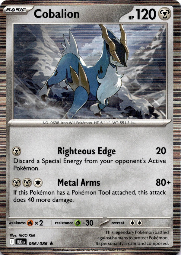 Pokemon Cobalion 066/086 Black Bolt Holo NM