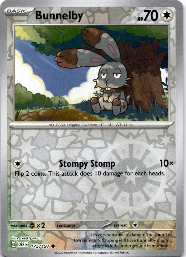 Pokemon Bunnelby 175/197 Obsidian Flames Reverse Holo NM