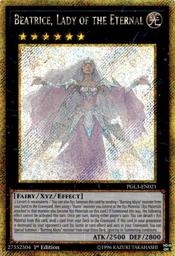 Yugioh Beatrice, Lady of the Eternal PGL3-EN021 Premium Gold Rare 1st Edition NM
