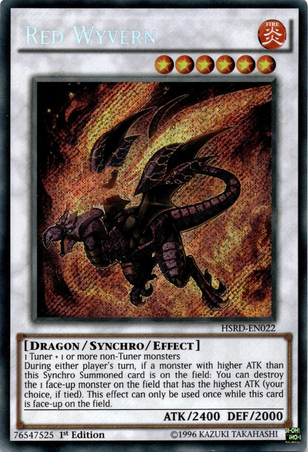 Yugioh Red Wyvern HSRD-EN022 Secret Rare 1st Edition MP