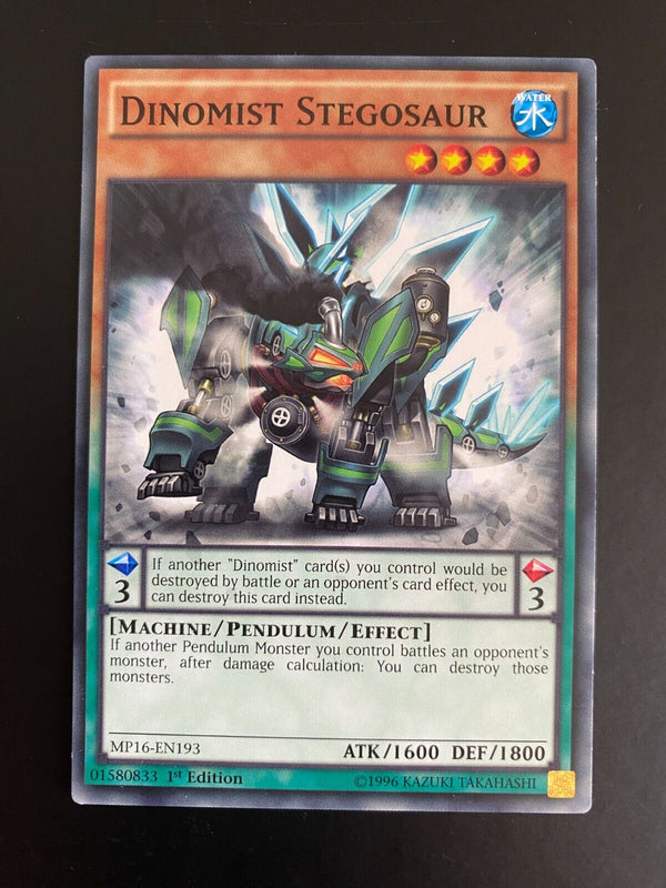 Yugioh Dinomist Stegosaur MP16-EN193 Common 1st Edition LP/VLP