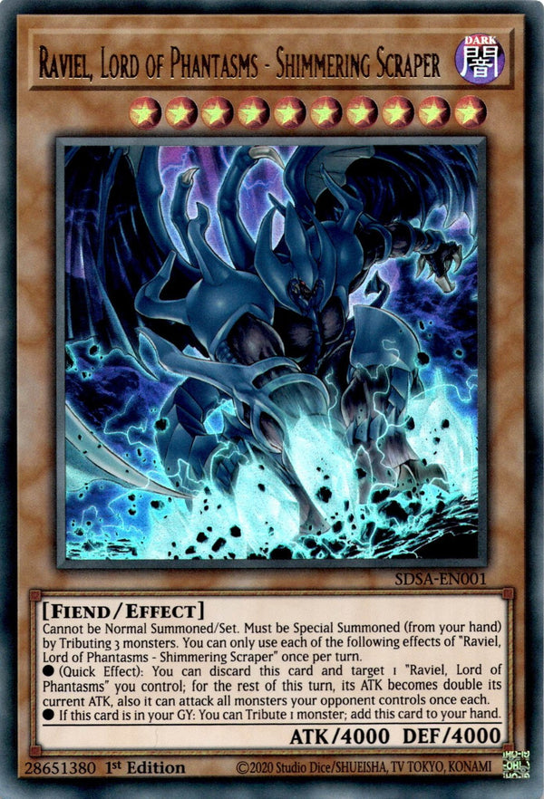 Yugioh Raviel, Lord of Phantasms - Shimmering Scraper SDSA-EN001 Ultra Rare NM