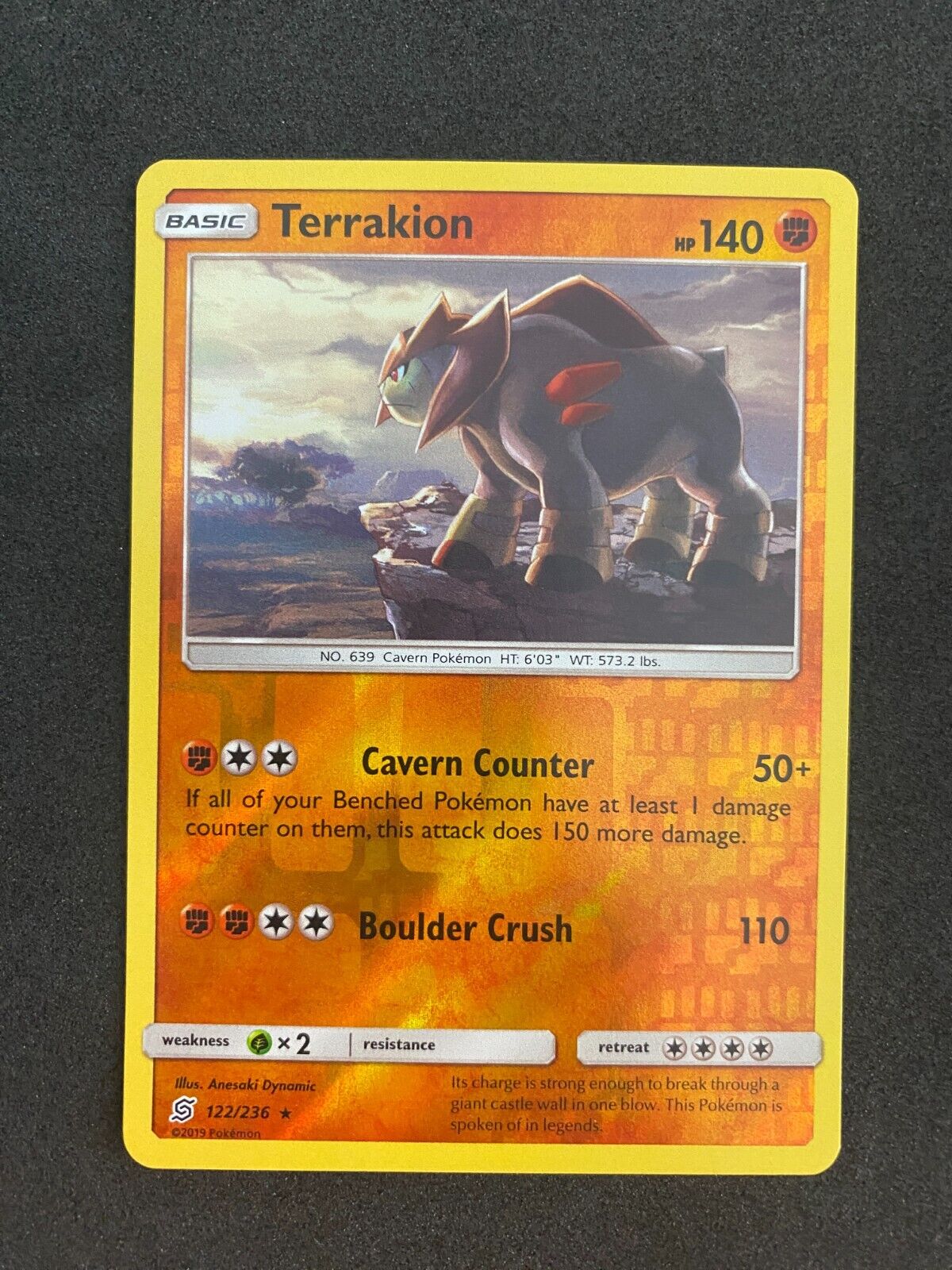 Pokemon Terrakion 122/236 Unified Minds Reverse Holo NM