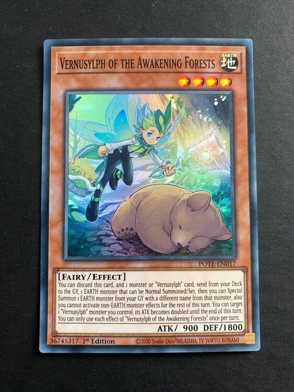 Yugioh Vernusylph of the Awakening Forests POT-EN017 Super Rare 1st Edition LP