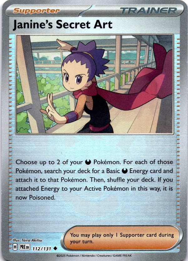 Pokemon Janine's Secret Art 112/131 Prismatic Evolutions Pokeball Revrse Holo NM