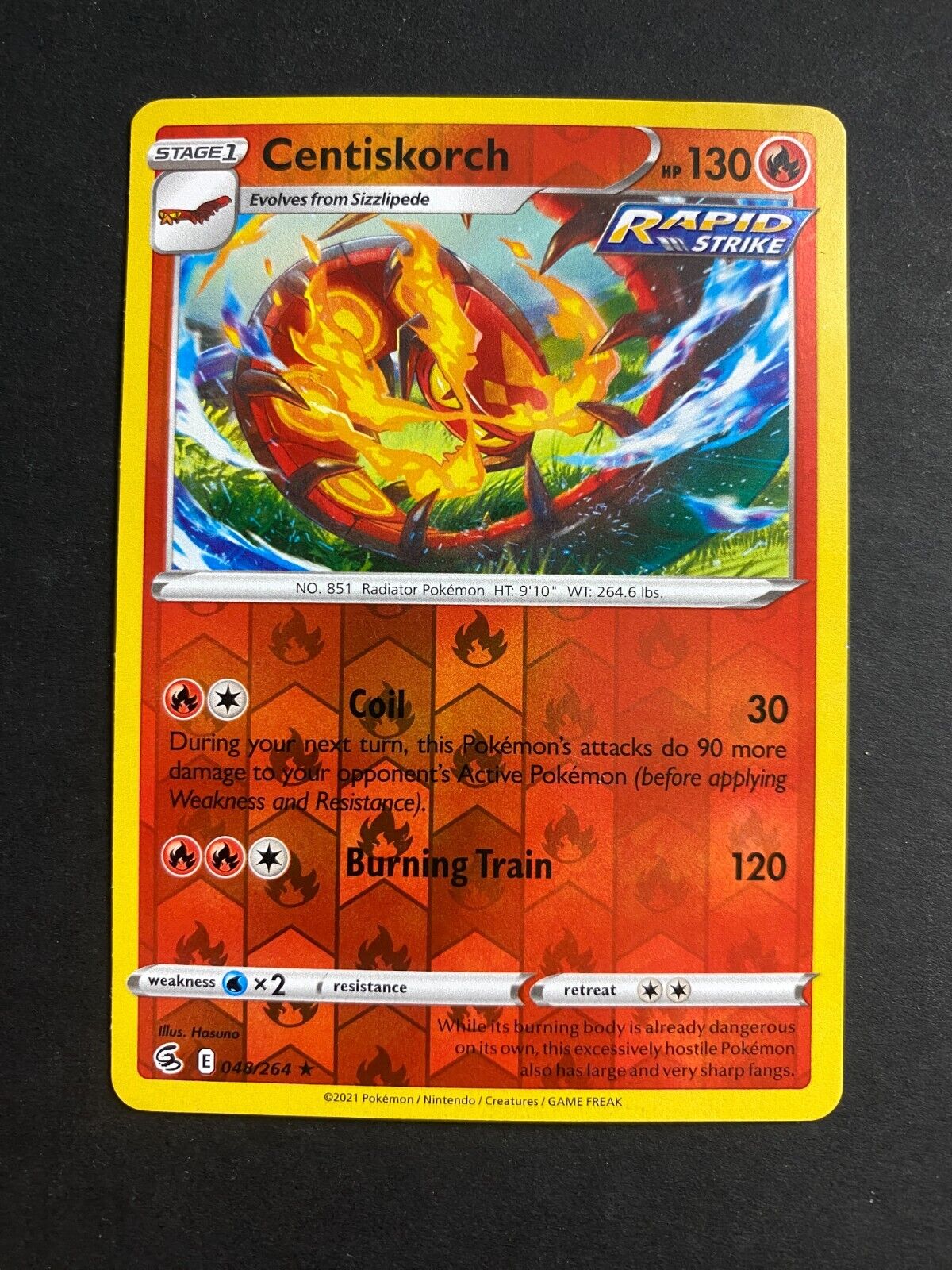 Pokemon Centiskorch 048/264 Fusion Strike Reverse Holo VLP/NM