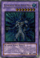 Yugioh Elemental HERO Aqua Neos POTD-EN031 Ultimate Ra Gold Stamp NA HP (CREASE)