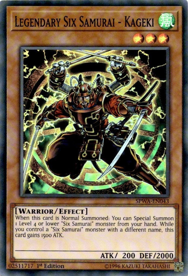 Yugioh Legendary Six Samurai - Kageki SPWA-EN043 Super Rare 1st Edition MP/LP