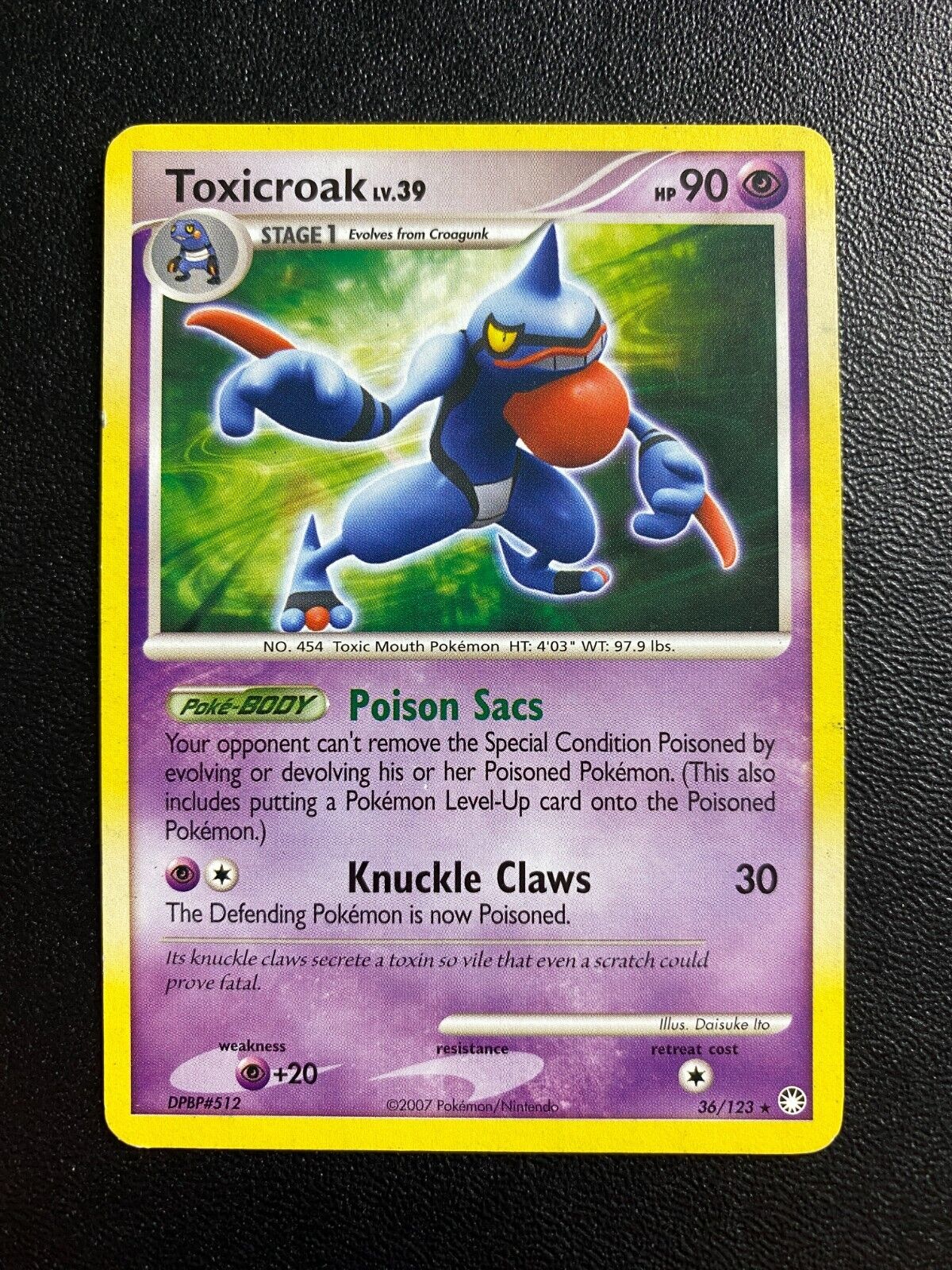 Pokemon Toxicroak 36/123 DP Mysterious Treasures Rare Non Holo MP