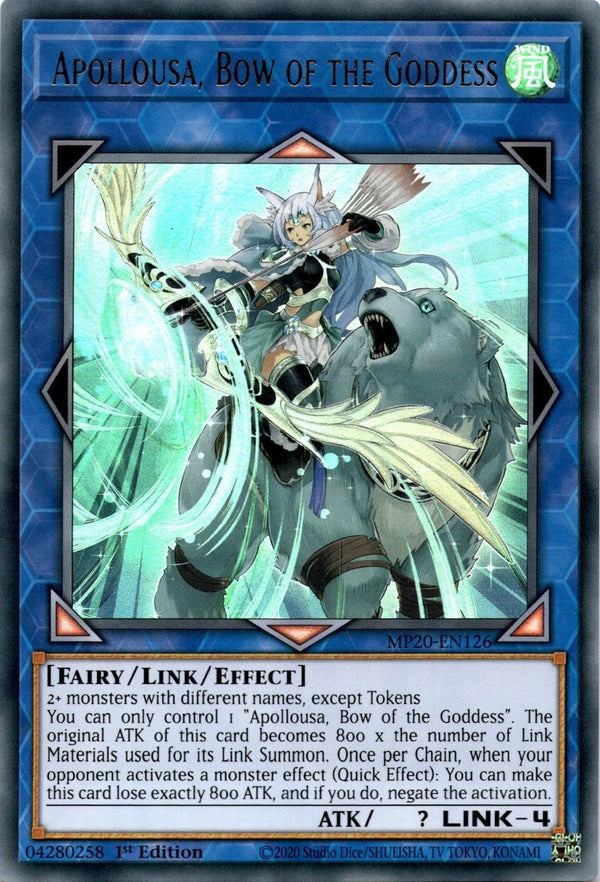 Yugioh Apollousa, Bow of the Goddess MP20-EN126 Ultra Rare 1st Edition NM
