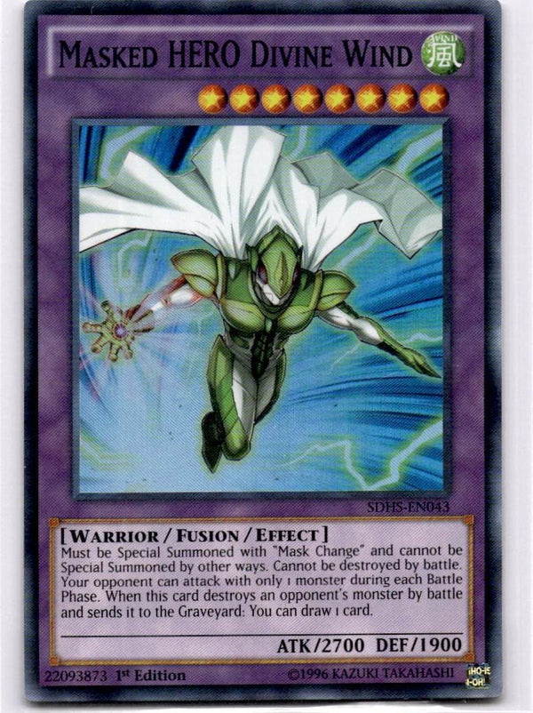 Yugioh Masked HERO Divine Wind SDHS-EN043 Super Rare 1st Edition NM