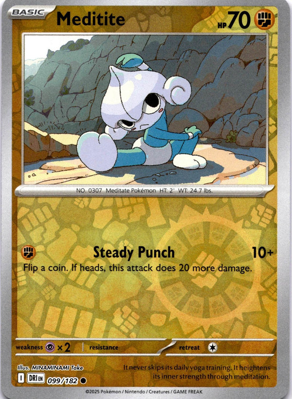 Pokemon Meditite 099/182 Destined Rivals Reverse Holo NM