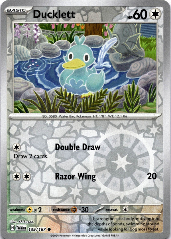 Pokemon Ducklett 139/167 Twilight Masquerade Reverse Holo NM