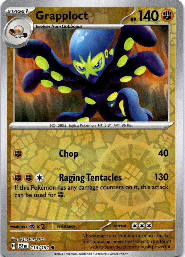 Pokemon Grapploct 113/191 Surging Sparks Reverse Holo NM